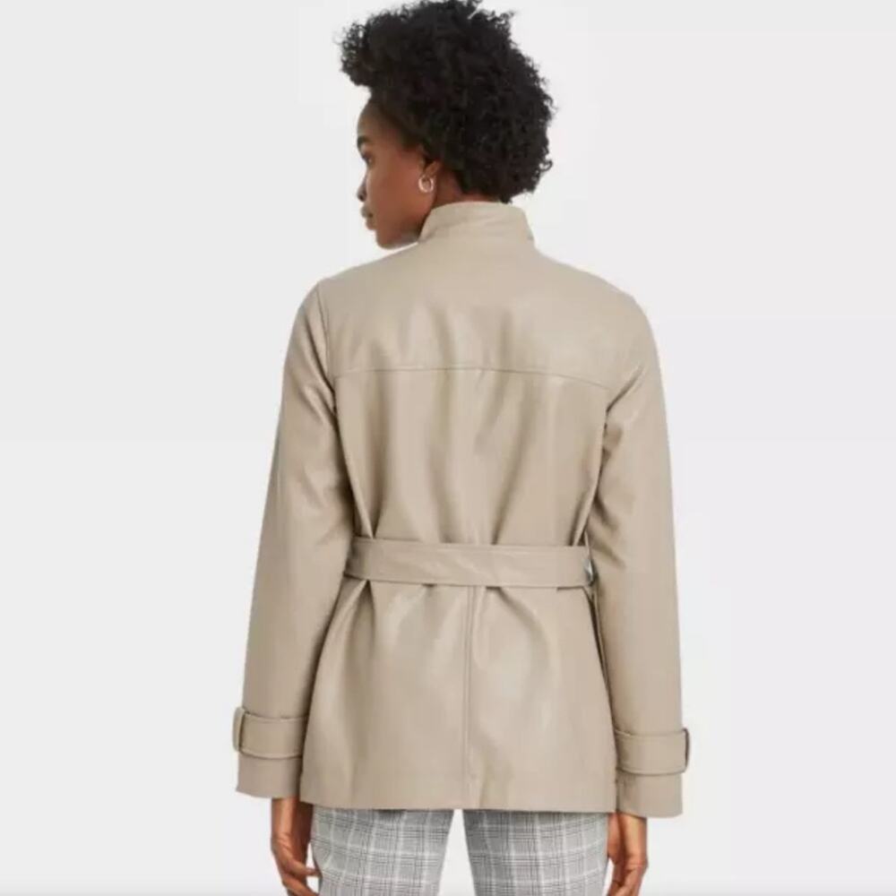 A New Day Faux Leather Jacket Tan Women’s Size Large NEW - Picture 10 of 11